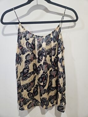 Tucker Butterfly-Print Cami in Beige, Black & Pink